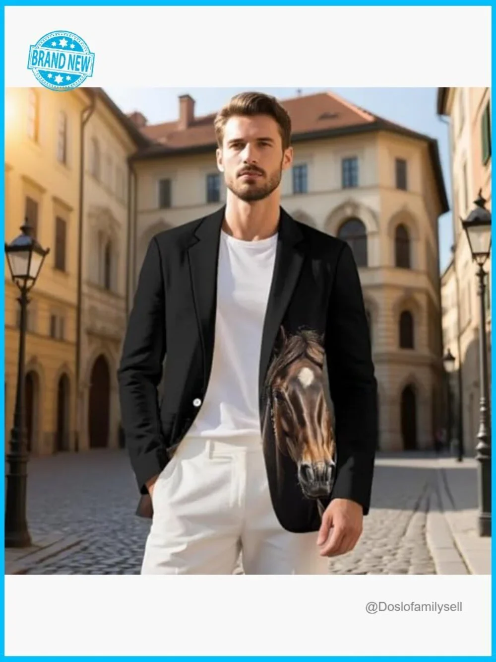 Men's Casual Blazer Classic Fit One Button Sport Coat Polyester Business Jacket